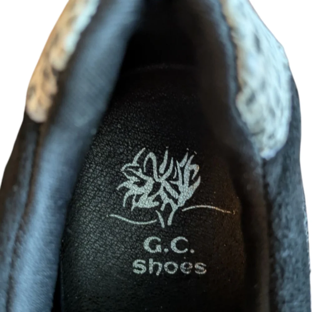 GC Shoes Black Faux Suede & Snakeskin Wedge Lace Up Shoes Women's Size 8.5 NWT